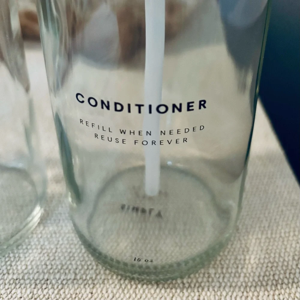 Clear Glass Shampoo, Conditioner, and Body Wash Dispensers